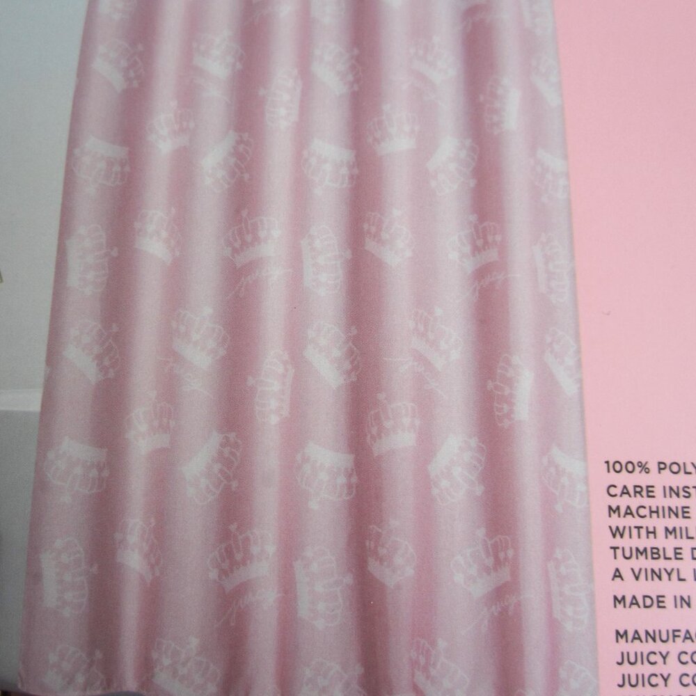 Juicy Couture Pink Crown Shower Curtain With Hooks - Picture 4 of 5